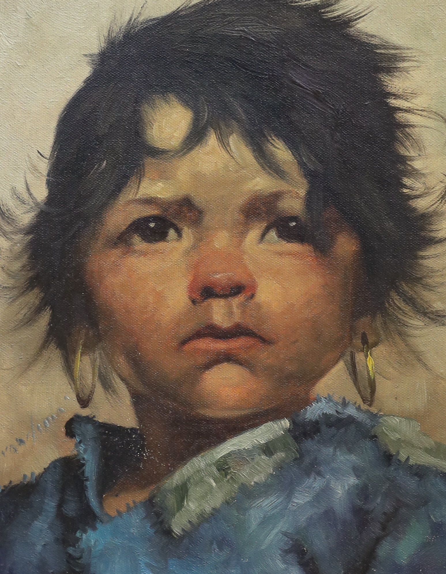 Jeanne Brandsma (Belgian, 1902-1992), pair of oils on canvas, Portraits of young children, signed, 29 x 22cm